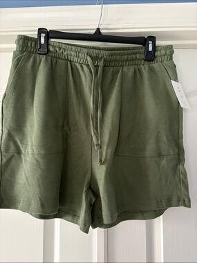Women's Olive Green Athletic Drawstring Shorts
